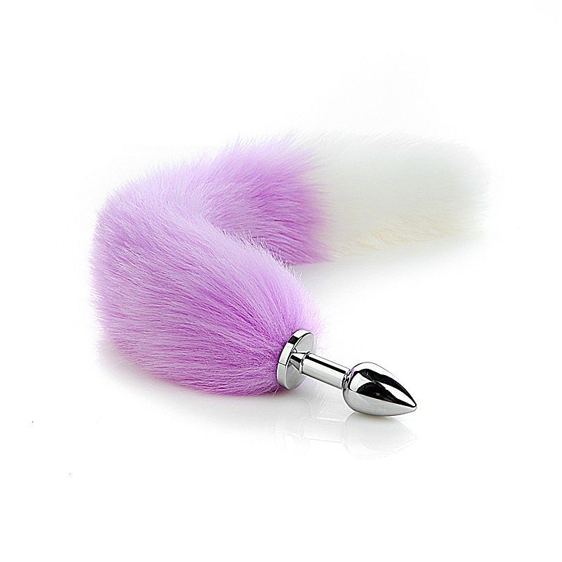 Conjunto - Cauda de raposa com brincos - Grampos de mamilo de metal e colar - SI