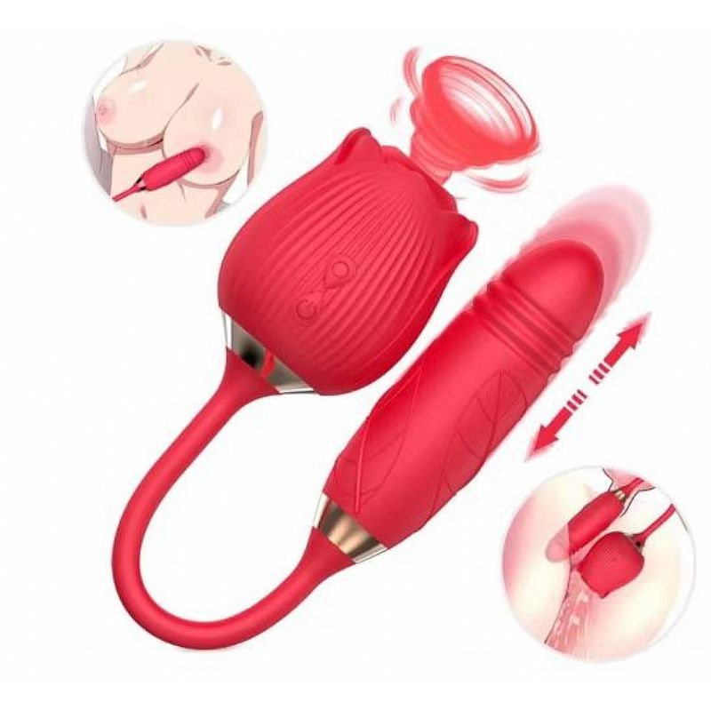 Ponto G e Vibrador Clitoral, Modos de Vibração Frente e Traseira - Forma Rosa - SI