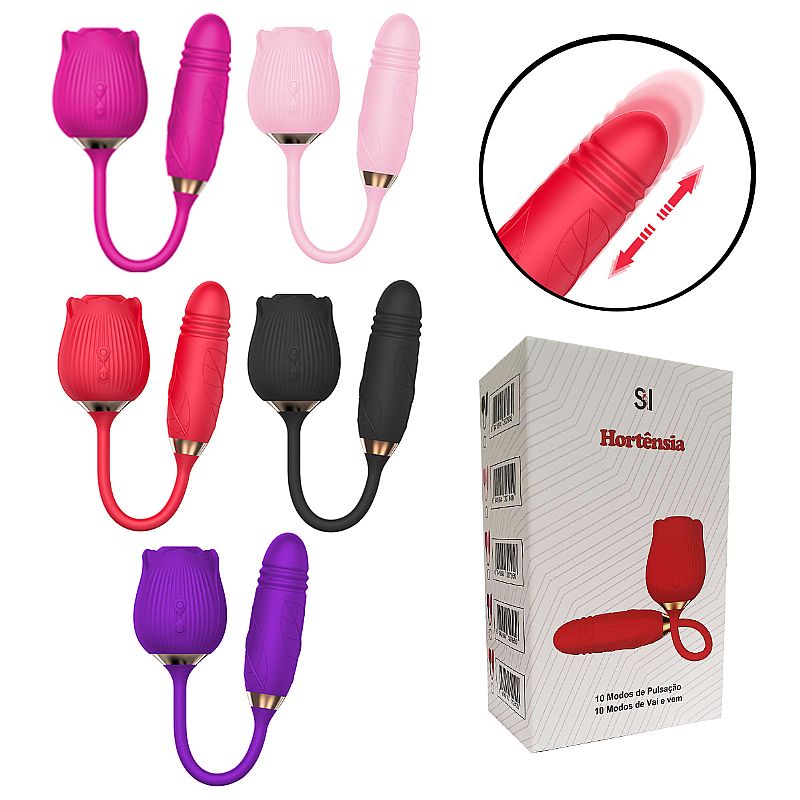 Ponto G e Vibrador Clitoral, Modos de Vibração Frente e Traseira - Forma Rosa - SI